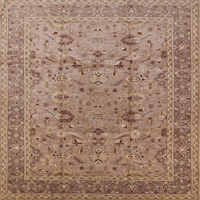 Square Mid-Century Modern Sienna Brown Oriental Rug, urb870