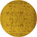 Round Oriental Yellow Traditional Rug, urb870yw