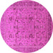 Round Machine Washable Oriental Pink Traditional Rug, wshurb870pnk