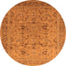 Round Machine Washable Oriental Orange Traditional Area Rugs, wshurb870org