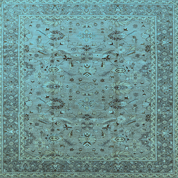 Square Machine Washable Oriental Light Blue Traditional Rug, wshurb870lblu