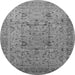 Round Machine Washable Oriental Gray Traditional Rug, wshurb870gry