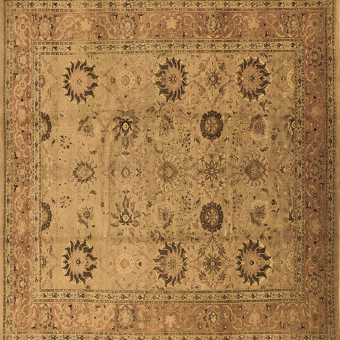 Square Machine Washable Oriental Brown Traditional Rug, wshurb871brn