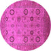 Round Oriental Pink Traditional Rug, urb871pnk