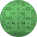 Round Oriental Emerald Green Traditional Rug, urb871emgrn