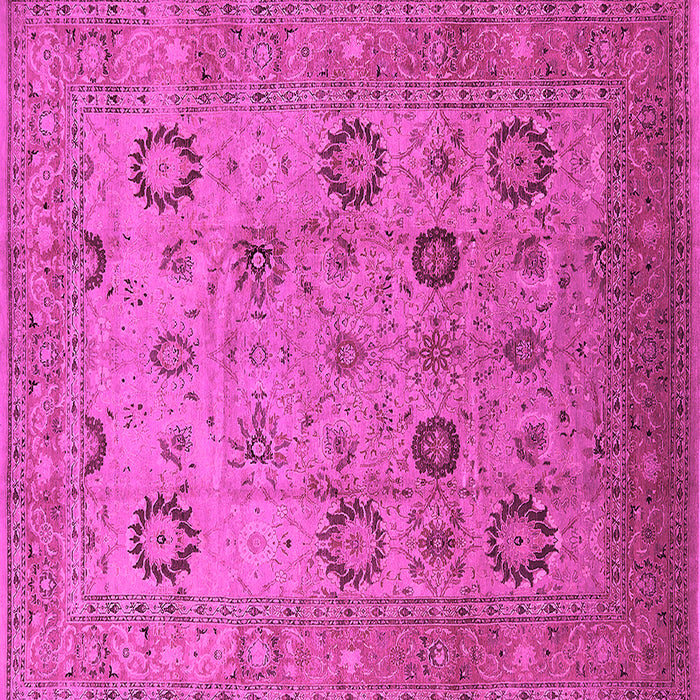 Square Machine Washable Oriental Pink Traditional Rug, wshurb871pnk