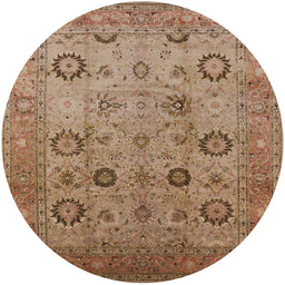 Round Machine Washable Industrial Modern Tangerine Pink Rug, wshurb871