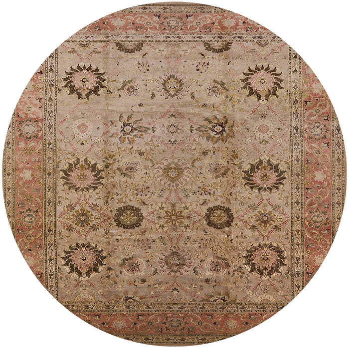 Round Machine Washable Industrial Modern Tangerine Pink Rug, wshurb871