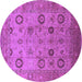 Round Machine Washable Oriental Purple Traditional Area Rugs, wshurb871pur