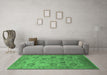 Machine Washable Oriental Emerald Green Traditional Area Rugs in a Living Room,, wshurb871emgrn