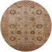 Round Mid-Century Modern Tangerine Pink Oriental Rug, urb871