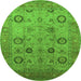 Round Oriental Green Traditional Rug, urb871grn