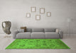 Machine Washable Oriental Green Traditional Area Rugs in a Living Room,, wshurb871grn