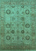 Machine Washable Oriental Turquoise Traditional Area Rugs, wshurb871turq