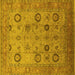Square Machine Washable Oriental Yellow Traditional Rug, wshurb871yw