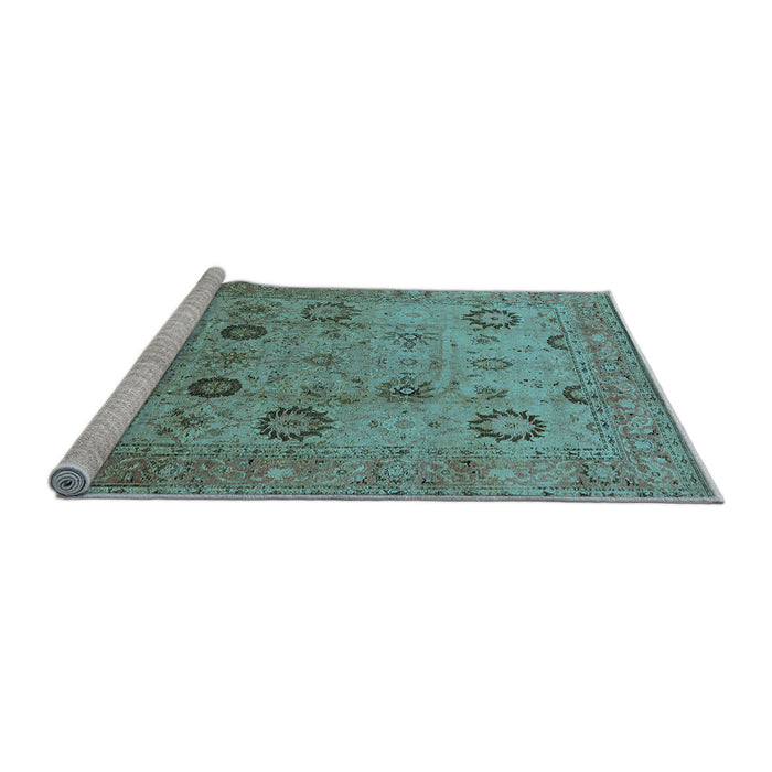 Sideview of Machine Washable Oriental Light Blue Traditional Rug, wshurb871lblu