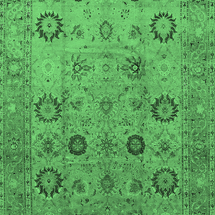 Machine Washable Oriental Emerald Green Traditional Area Rugs, wshurb871emgrn