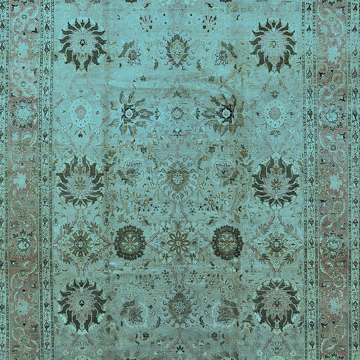 Machine Washable Oriental Light Blue Traditional Rug, wshurb871lblu
