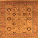 Square Machine Washable Oriental Orange Traditional Area Rugs, wshurb871org