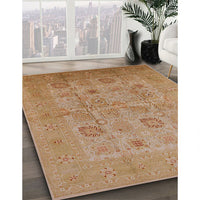 Mid-Century Modern Brown Sand Brown Oriental Rug, urb872