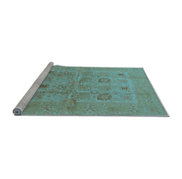 Sideview of Machine Washable Oriental Light Blue Traditional Rug, wshurb872lblu