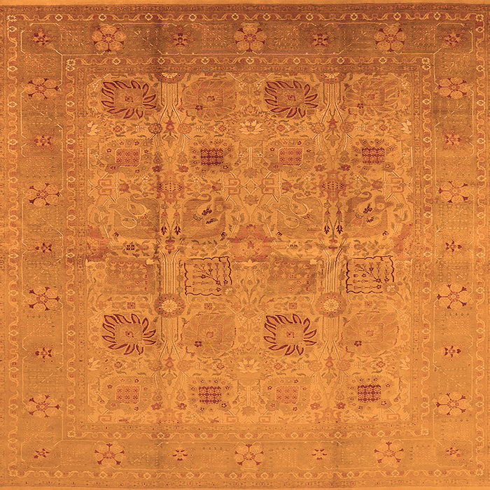 Square Machine Washable Oriental Orange Traditional Area Rugs, wshurb872org