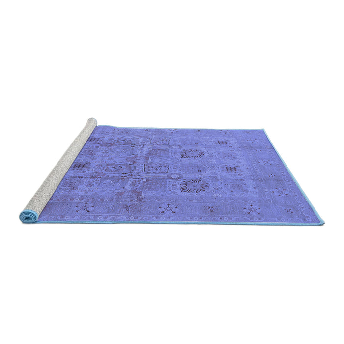 Sideview of Machine Washable Oriental Blue Traditional Rug, wshurb872blu