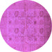 Round Oriental Purple Traditional Rug, urb872pur