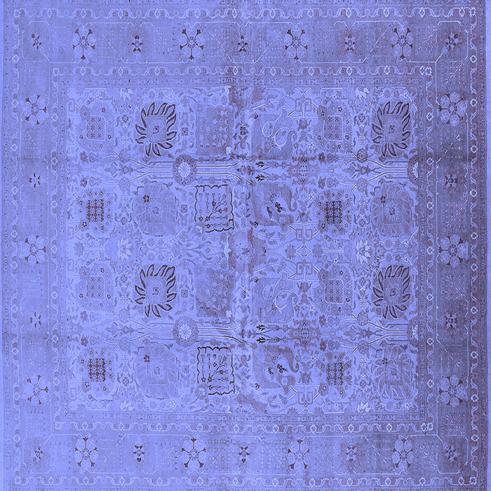 Square Machine Washable Oriental Blue Traditional Rug, wshurb872blu
