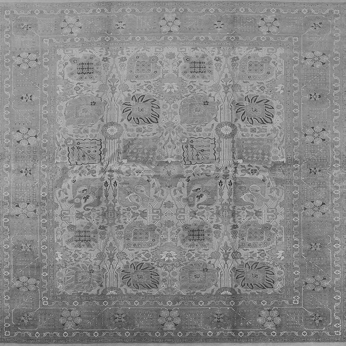 Square Machine Washable Oriental Gray Traditional Rug, wshurb872gry
