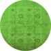 Round Machine Washable Oriental Green Traditional Area Rugs, wshurb872grn