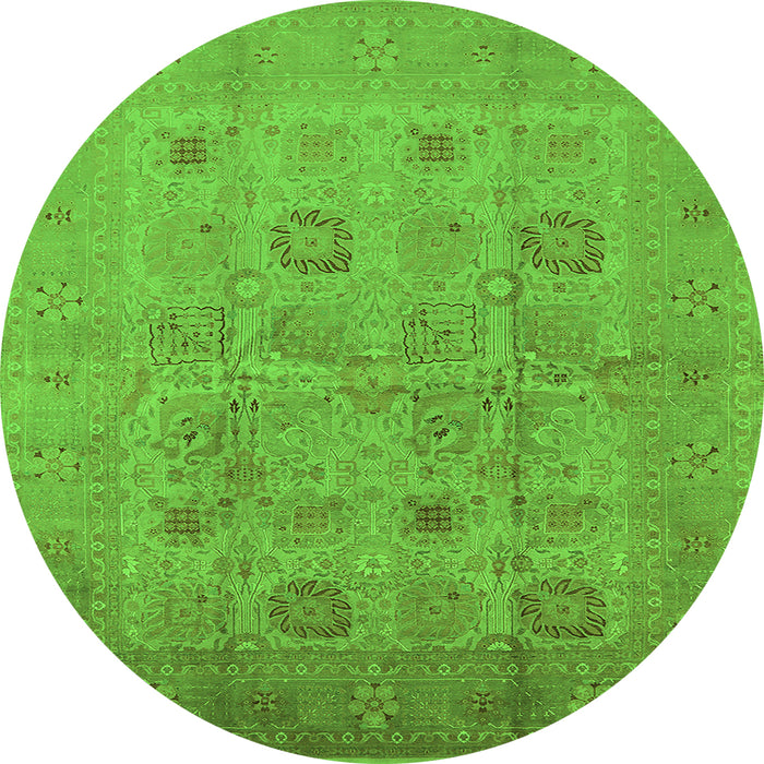 Round Oriental Green Traditional Rug, urb872grn