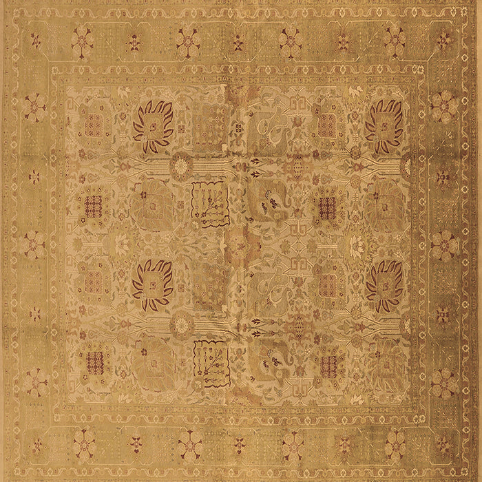 Square Machine Washable Oriental Brown Traditional Rug, wshurb872brn