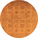 Round Oriental Orange Traditional Rug, urb872org