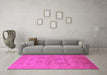 Machine Washable Oriental Pink Traditional Rug in a Living Room, wshurb872pnk