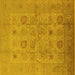 Square Machine Washable Oriental Yellow Traditional Rug, wshurb872yw