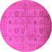 Round Oriental Pink Traditional Rug, urb872pnk