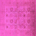 Square Machine Washable Oriental Pink Traditional Rug, wshurb872pnk