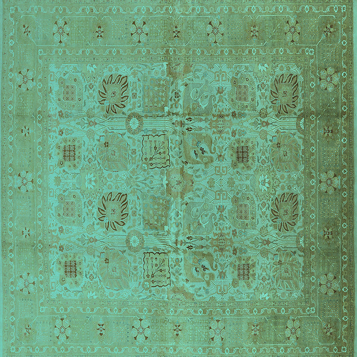 Square Oriental Turquoise Traditional Rug, urb872turq