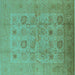 Square Oriental Turquoise Traditional Rug, urb872turq