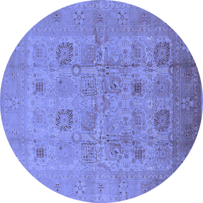 Round Oriental Blue Traditional Rug, urb872blu
