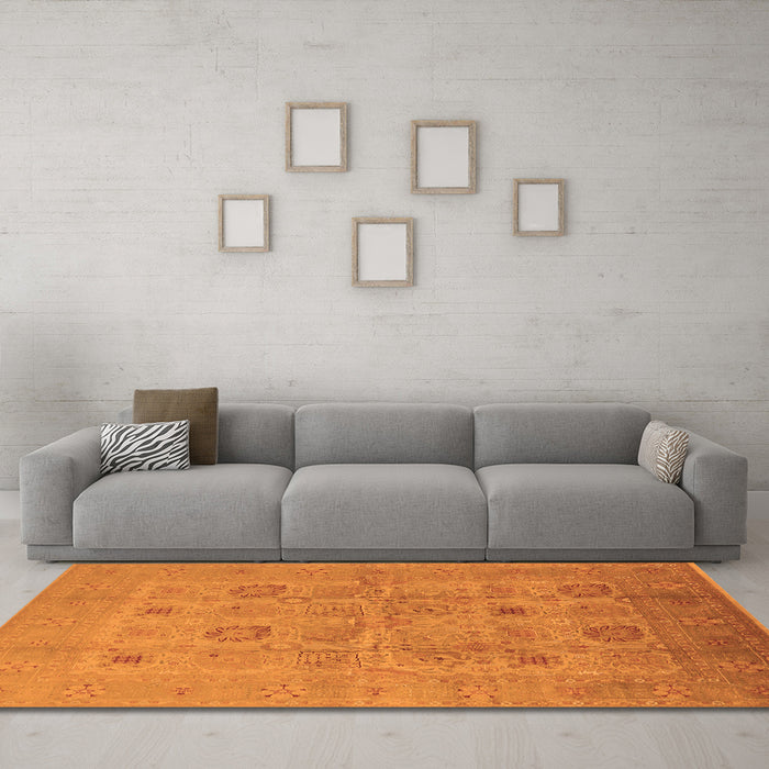 Machine Washable Oriental Orange Traditional Area Rugs in a Living Room, wshurb872org