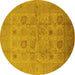 Round Oriental Yellow Traditional Rug, urb872yw