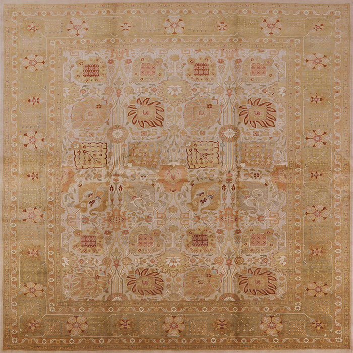 Square Mid-Century Modern Brown Sand Brown Oriental Rug, urb872