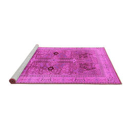 Sideview of Machine Washable Oriental Pink Traditional Rug, wshurb873pnk