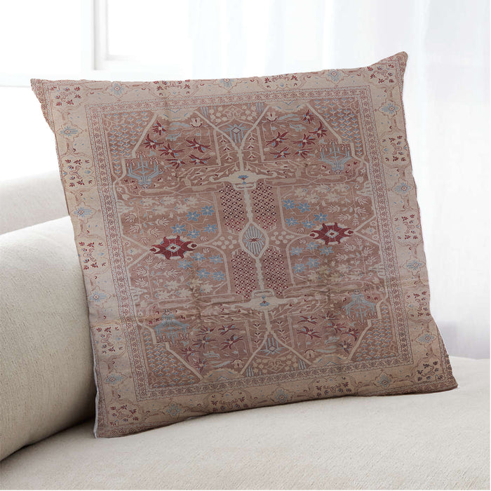 Lifestyle Image of Mid-Century Modern Urban Square Chestnut Red Throw Pillow, 18 inch by 18 inch, pwurb873