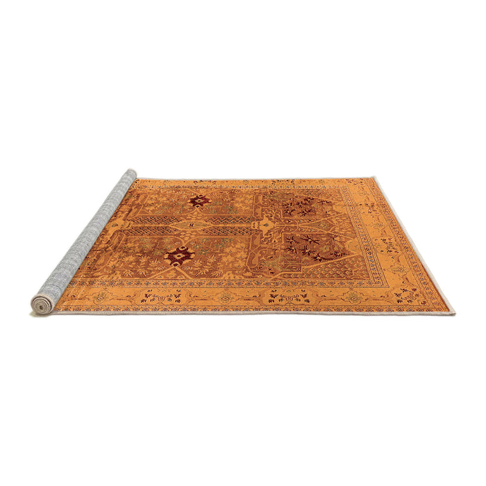 Sideview of Machine Washable Oriental Orange Traditional Area Rugs, wshurb873org