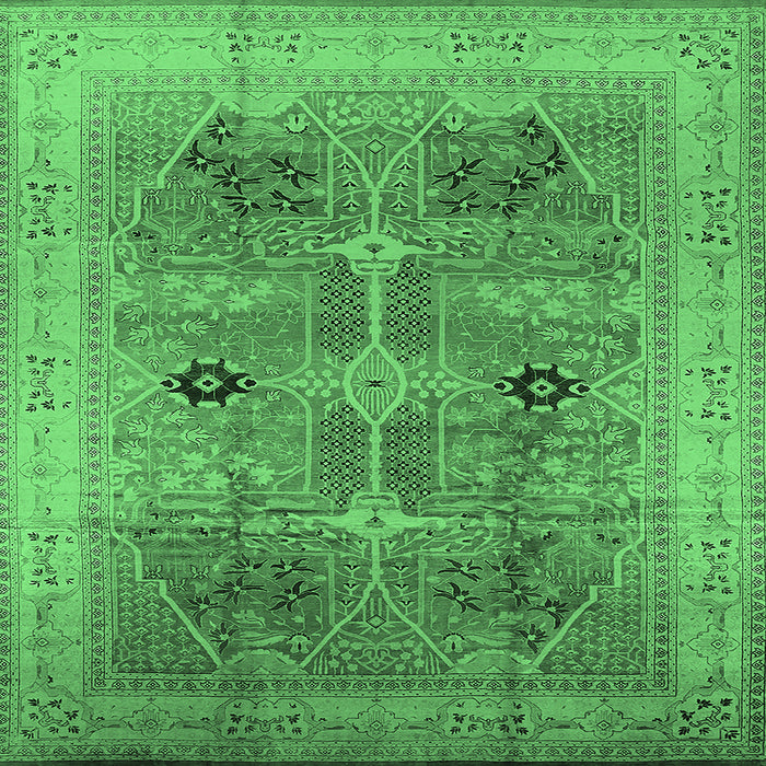 Square Oriental Emerald Green Traditional Rug, urb873emgrn