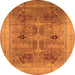 Round Oriental Orange Traditional Rug, urb873org
