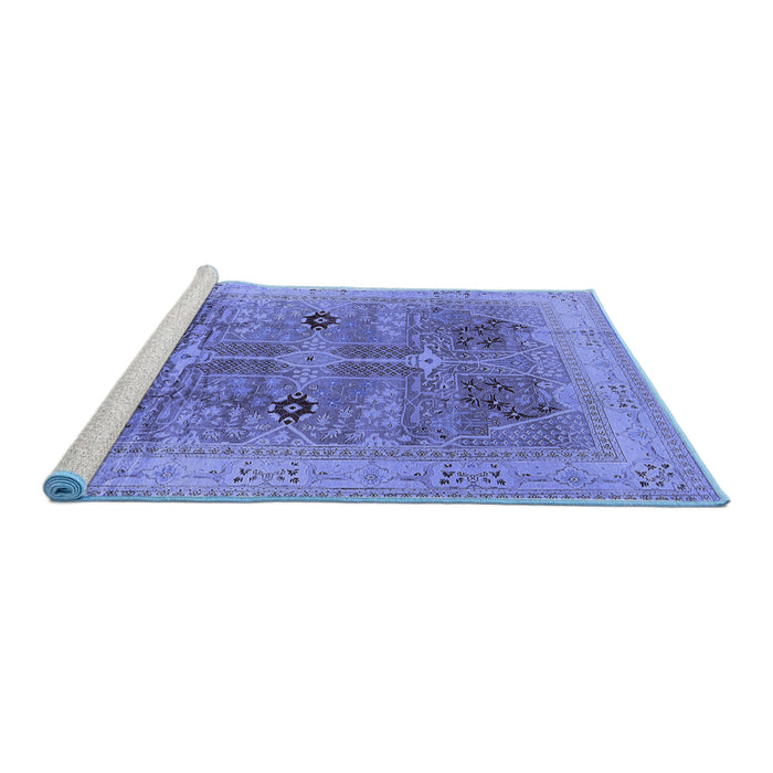 Sideview of Machine Washable Oriental Blue Traditional Rug, wshurb873blu